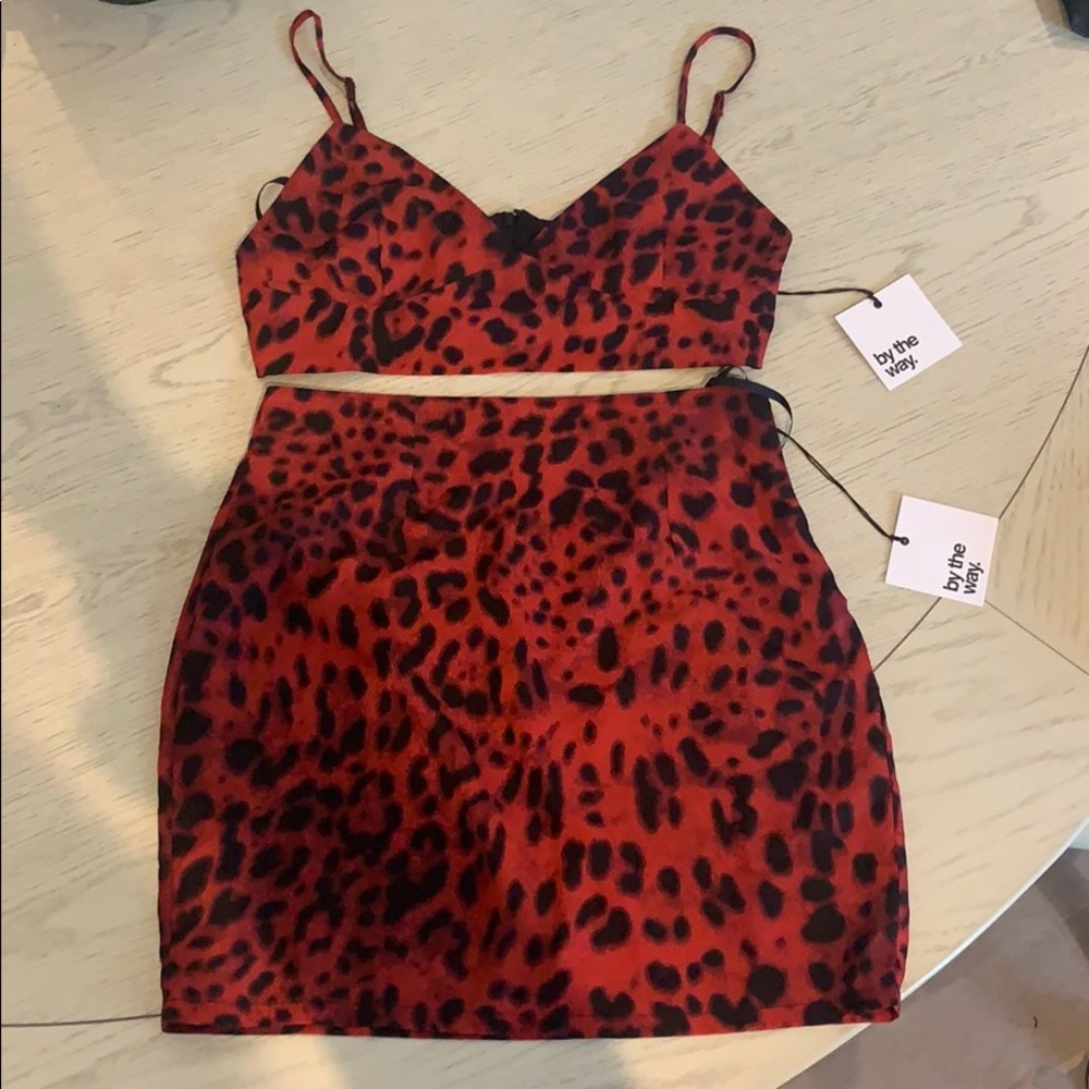 COPY - Red Leopard Print by the way. Cole cami skirt set